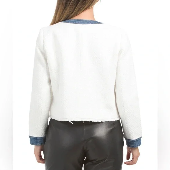 LAST CHANCE ECRU mixed media tweed jacket - Picture 11 of 14